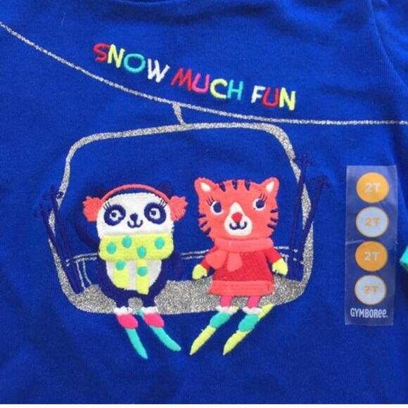 NEW Gymboree Toddler Girl Shirt sz 2T Winter Ski Top Long Sleeve Tee - Picture 3 of 4